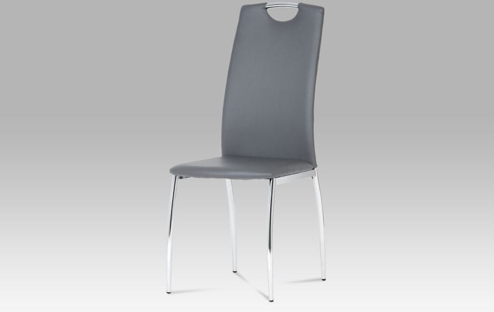 Autronic Jedálenská stolička koženka šedá / chróm